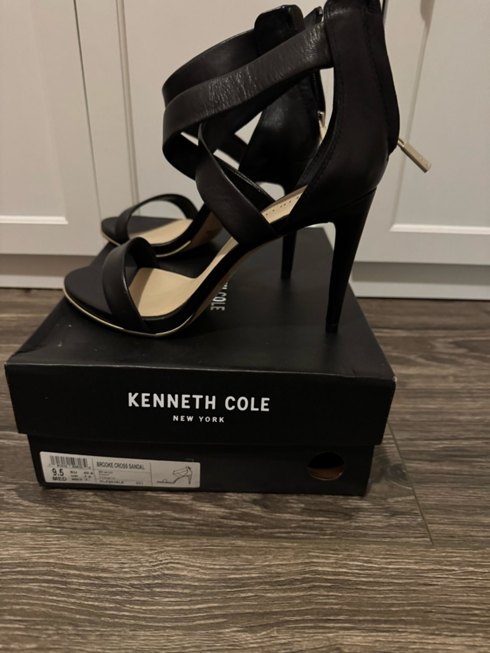 Kenneth Cole Black Strappy Stiletto Heels